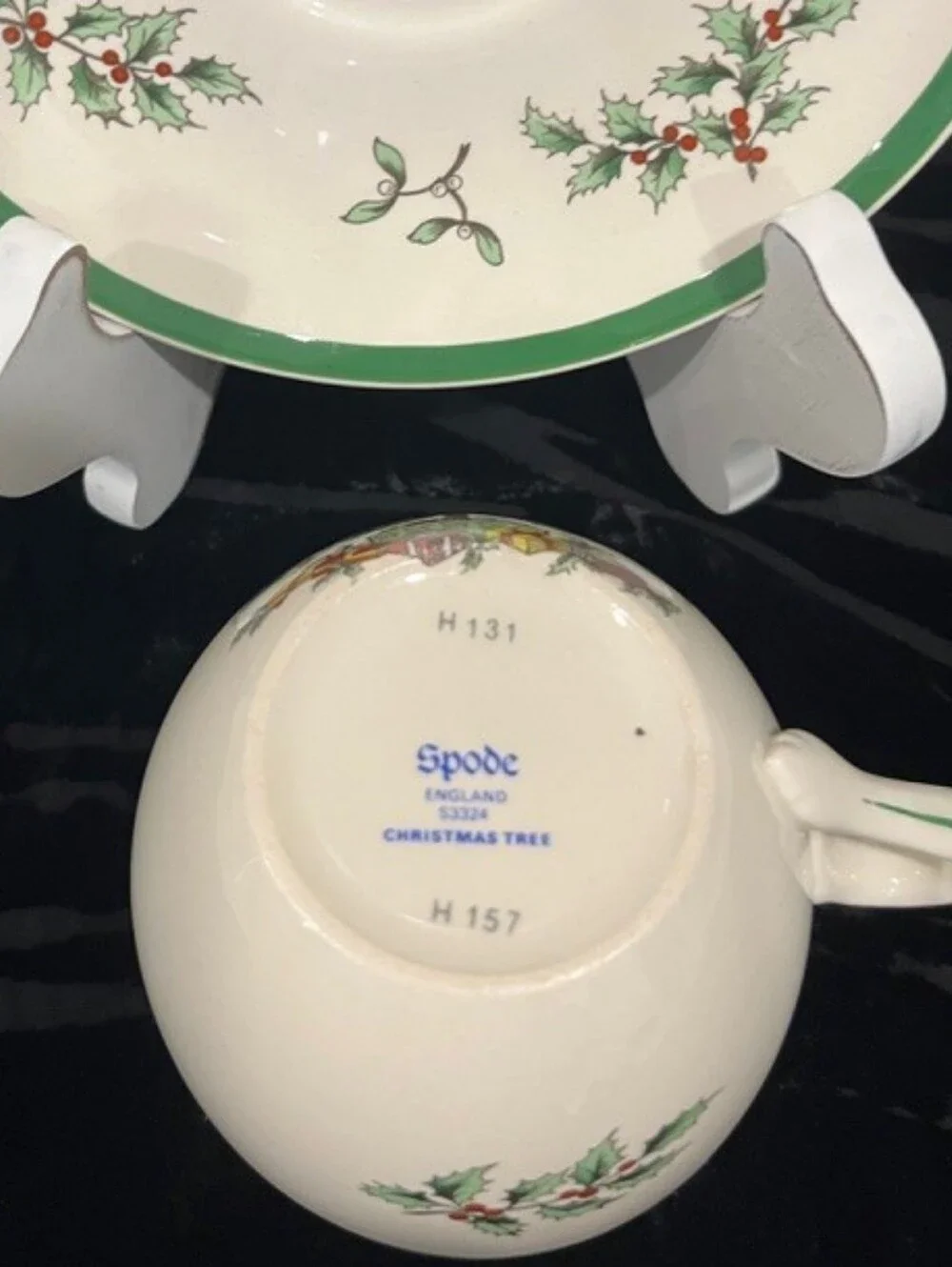 Vintage Pre-1994 Spode Christmas Tree Cup & Saucer Set English Made EUC